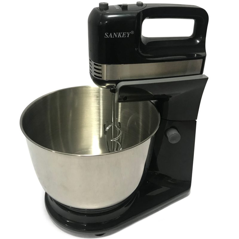 Batidora de mano 5V C/Base y taza plástica negra 250W SANKEY